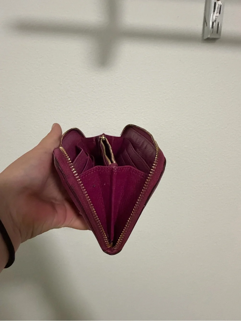 Tory Burch Zip-Around Wallet in Deep Berry with Gold Logo